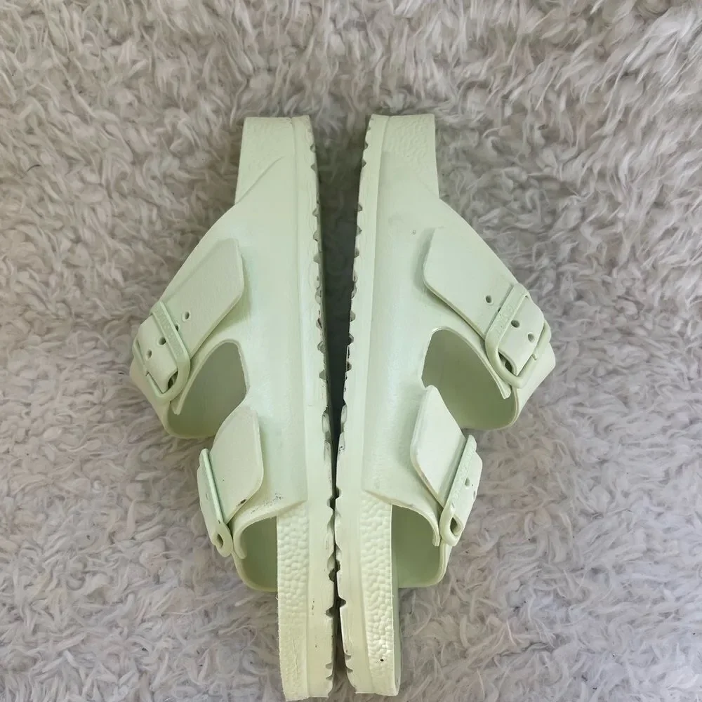 Birkenstock Arizona EVA Slides Sandals Womens Mint Green Double Straps EUR SZ40